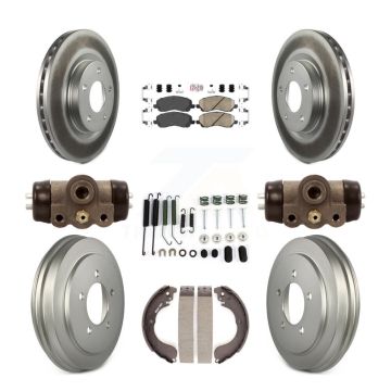 Front Rear Brake Rotor Ceramic Pad & Coated Drum Kit (9Pc) For Jeep Patriot Compass Dodge KGA-104487