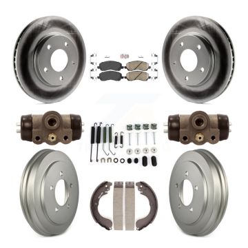 Front Rear Disc Brake Rotors Ceramic Pads And Coated Drum Kit (9Pc) For Dodge Caliber KGA-104488