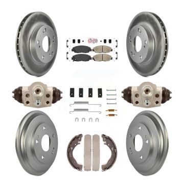 Front Rear Disc Brake Rotors Ceramic Pads And Coated Drum Kit (9Pc) For Honda Civic KGA-104492