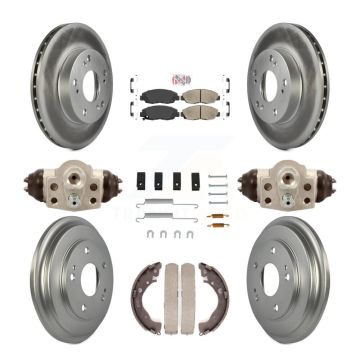 Front Rear Disc Brake Rotors Ceramic Pads And Coated Drum Kit (9Pc) For Honda Civic KGA-104493
