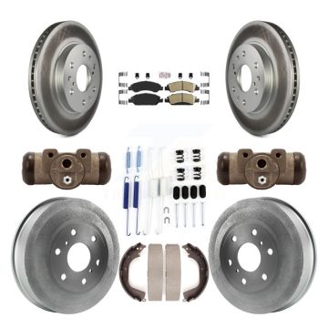 Front Rear Disc Brake Rotor Ceramic Pad Coat Drum Kit (9Pc) For GMC Sierra 1500 Chevrolet KGA-104495
