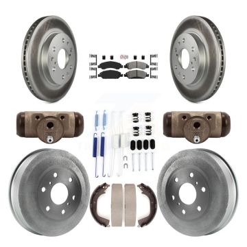 Front Rear Disc Brake Rotor Semi-Metallic Pad & Coated Drum Kit (9Pc) For GMC Sierra 1500 KGA-104496