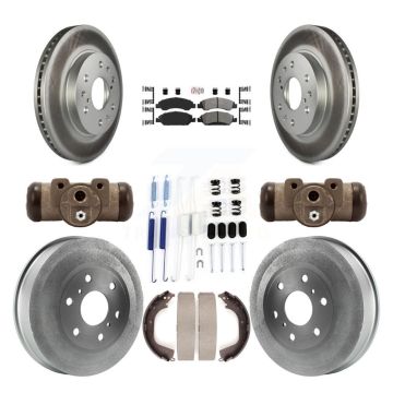 Front Rear Disc Brake Rotor Semi-Metallic Pad & Coated Drum Kit (9Pc) For GMC Sierra 1500 KGA-104497
