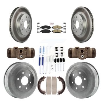 Front Rear Disc Brake Rotor Ceramic Pad Coat Drum Kit (9Pc) For GMC Sierra 1500 Chevrolet KGA-104499