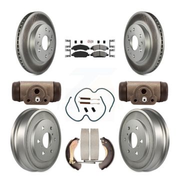 Front Rear Brake Rotor Semi-Metallic Pad Coat Drum Kit (9Pc) For Chevrolet Silverado 1500 KGA-104502