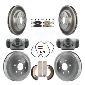 Front Rear Brake Rotor Ceramic Pad Coated Drum Kit (9Pc) For Chevrolet Silverado 1500 GMC KGA-104507