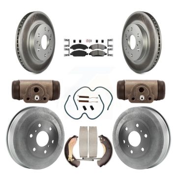 Front Rear Brake Rotor Semi-Metallic Pad Coat Drum Kit (9Pc) For Chevrolet Silverado 1500 KGA-104508