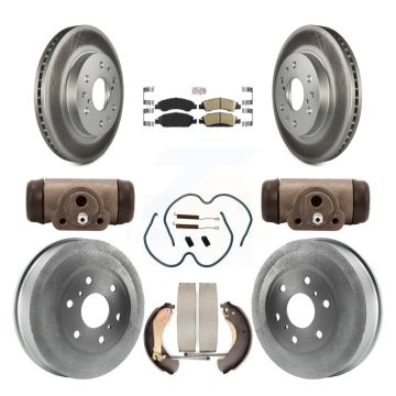Front Rear Brake Rotor Ceramic Pad Coated Drum Kit (9Pc) For Chevrolet Silverado 1500 GMC KGA-104510