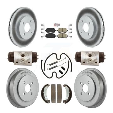 Front Rear Disc Brake Rotors Ceramic Pads And Coated Drum Kit (9Pc) For 2003 Saturn Ion KGA-104521