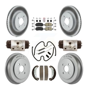 Front Rear Disc Brake Rotors Ceramic Pads And Coated Drum Kit (9Pc) For 2003 Saturn Ion KGA-104522