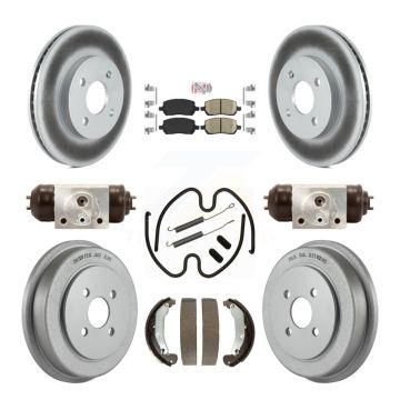 Front Rear Brake Rotors Ceramic Pad Coated Drum Kit (9Pc) For Pontiac Chevrolet Cobalt G5 KGA-104523