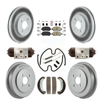 Front Rear Brake Rotors Ceramic Pad Coated Drum Kit (9Pc) For Pontiac Chevrolet Cobalt G5 KGA-104524