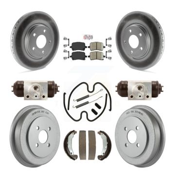 Front Rear Disc Brake Rotors Ceramic Pads And Coated Drum Kit (9Pc) For Pontiac Pursuit KGA-104528
