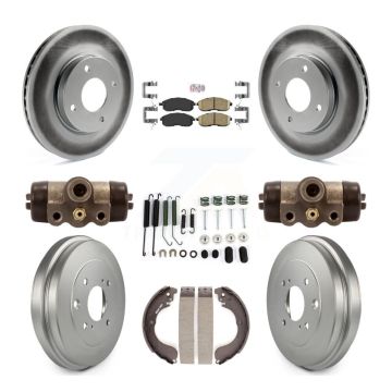 Front Rear Disc Brake Rotors Ceramic Pad And Coated Drum Kit (9Pc) For Nissan Sentra Cube KGA-104537