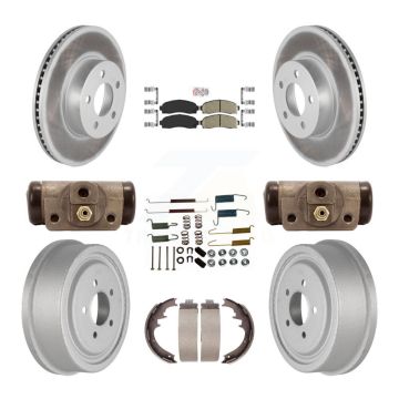 Front Rear Disc Brake Rotor Ceramic Pad Coated Drum Kit (9Pc) For Ford Ranger Mazda B4000 KGA-104541
