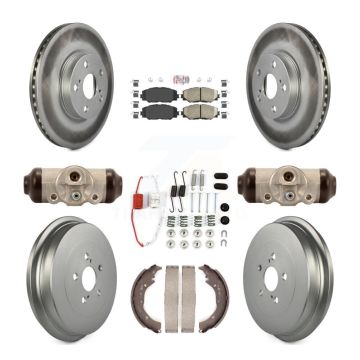 Front Rear Disc Brake Rotors Ceramic Pad Coat Drum Kit (9Pc) For 2009-2013 Toyota Corolla KGA-104549