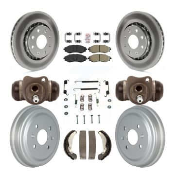 Front Rear Brake Rotor Semi-Metallic Pad Coated Drum Kit (9Pc) For Chevrolet Aveo Pontiac KGA-104557