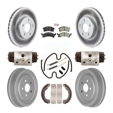 Front Rear Disc Brake Rotors Semi-Metallic Pad Coat Drum Kit (9Pc) For Chevrolet Cavalier KGA-104561