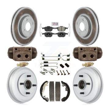 Front Rear Disc Brake Rotors Semi-Metallic Pads And Coated Drum Kit (9Pc) For Ford Focus KGA-104562