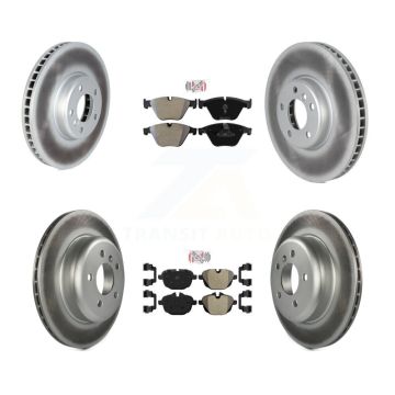Front Rear Semi-Metallic Pads And Coated Disc Brake Rotors Kit (6Pc) For BMW 535i KGA-104584
