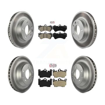 Front Rear Semi-Metallic Pad And Coated Disc Brake Rotor Kit (6Pc) For Volkswagen Touareg KGA-104586