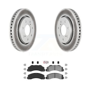 Front Coated Brake Rotor Semi-Metallic Pad Kit For 2010-2014 Ford F-150 With 7 Lug Wheels KGA-104651