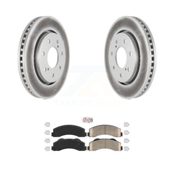Front Coated Disc Brake Rotors Ceramic Pad Kit For 2010-2014 Ford F-150 With 7 Lug Wheels KGA-104652