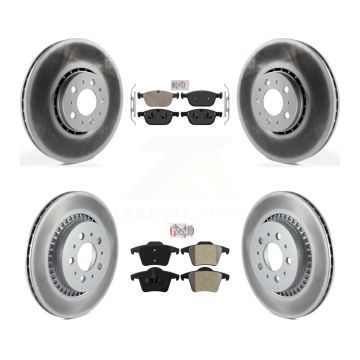 Front Ceramic Rear Semi-Metallic Pads And Coated Disc Brake Rotors Kit For Volvo XC90 KGA-104757