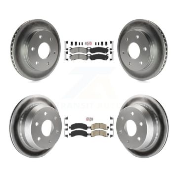 Front Semi-Metallic Rear Ceramic Pad Coated Brake Rotors Kit For Chevrolet Avalanche 1500 KGA-104768