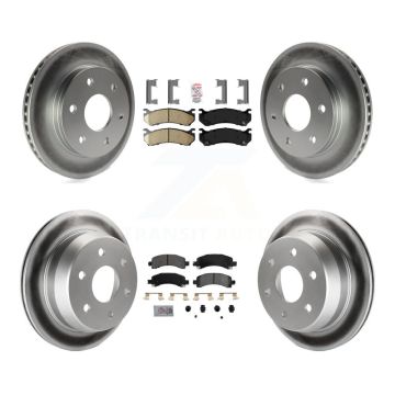 Front Ceramic Rear Semi-Metallic Pad Coated Brake Rotors Kit For Chevrolet Avalanche 1500 KGA-104769