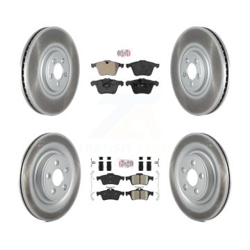 Front Semi-Metallic Rear Ceramic Pads And Coated Disc Brake Rotors Kit For Jaguar XF KGA-104852