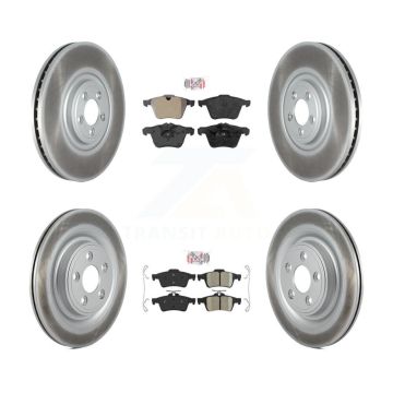Front Semi-Metallic Rear Ceramic Pads And Coated Disc Brake Rotors Kit For Jaguar XF KGA-104853