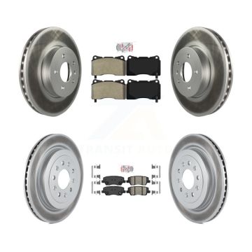 Front Semi-Metallic Rear Ceramic Pads And Coated Disc Brake Rotors Kit For Cadillac ATS KGA-104881