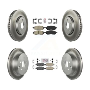 Front Semi-Metallic Rear Ceramic Pad & Coated Brake Rotor Kit For INFINITI FX35 FX37 FX45 KGA-104899