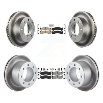 Front Ceramic Rear Semi-Metallic Pad & Coated Brake Rotor Kit For GMC Sierra 3500 Classic KGA-104958