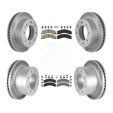 Front Ceramic Rear Semi-Metallic Pad & Coated Disc Brake Rotor Kit For GMC Sierra 3500 HD KGA-105012