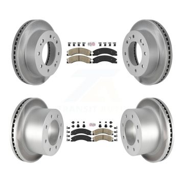 Front Rear Ceramic Pad Coated Brake Rotors Kit For GMC Sierra 3500 HD Chevrolet Silverado KGA-105015