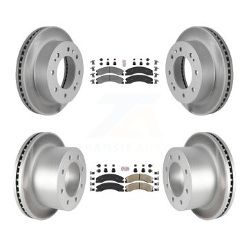 Front Semi-Metallic Rear Ceramic Pad & Coated Disc Brake Rotor Kit For GMC Sierra 3500 HD KGA-105016