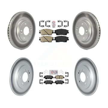 Front Rear Ceramic Pads And Coated Disc Brake Rotors Kit For Kia Sportage Hyundai Tucson KGA-105024
