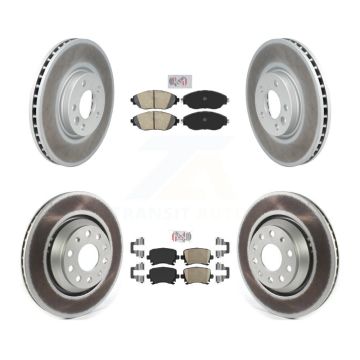 Front Rear Ceramic Pads And Coated Disc Brake Rotors Kit For Volkswagen CC AWD KGA-105041