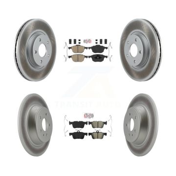 Front Ceramic Rear Semi-Metallic Pads And Coated Disc Brake Rotors Kit For Ford Escape KGA-105052