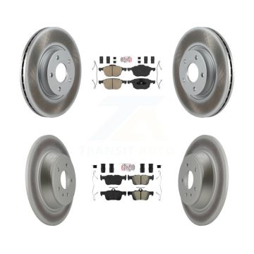Front Ceramic Rear Semi-Metallic Pads And Coated Disc Brake Rotors Kit For Ford Escape KGA-105054