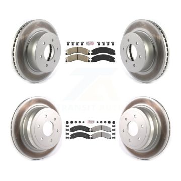 Front Ceramic Rear Semi-Metallic Pad Coated Brake Rotor Kit For 2016-2024 Nissan TITAN XD KGA-105071