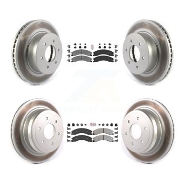 Front Rear Semi-Metallic Pad & Coated Disc Brake Rotors Kit For 2016-2024 Nissan TITAN XD KGA-105072