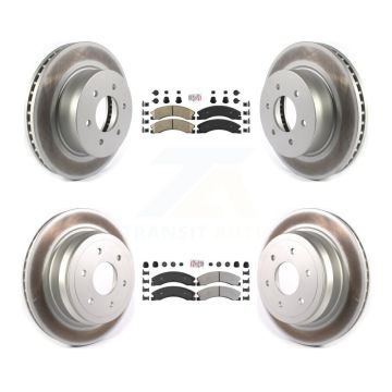 Front Ceramic Rear Semi-Metallic Pad Coated Brake Rotor Kit For 2016-2024 Nissan TITAN XD KGA-105073