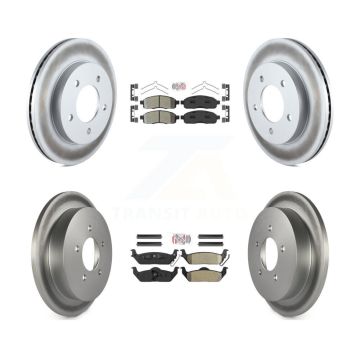 Front Rear Semi-Metallic Pads And Coated Disc Brake Rotors Kit For 2004 Ford F-150 4WD KGA-105155