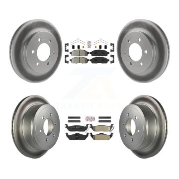Front Rear Semi-Metallic Pad Coat Disc Brake Rotor Kit For Ford F-150 Lincoln Mark LT 4WD KGA-105156