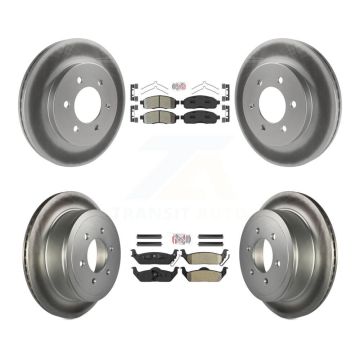 Front Rear Semi-Metallic Pad Coat Disc Brake Rotor Kit For Ford F-150 Lincoln Mark LT 4WD KGA-105157