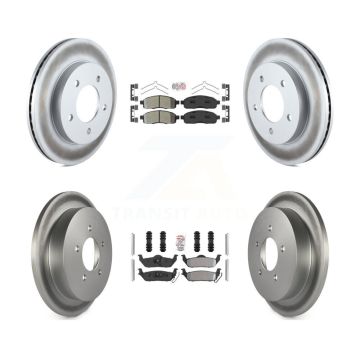 Front Rear Semi-Metallic Pads And Coated Disc Brake Rotors Kit For 2004 Ford F-150 4WD KGA-105161