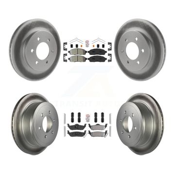Front Rear Semi-Metallic Pad Coat Disc Brake Rotor Kit For Ford F-150 Lincoln Mark LT 4WD KGA-105162